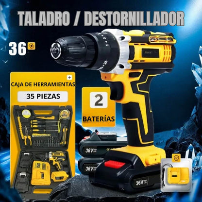 Furadeira de Impacto Sem Fio 36V: Kit Completo com 35 Acessórios Essenciais