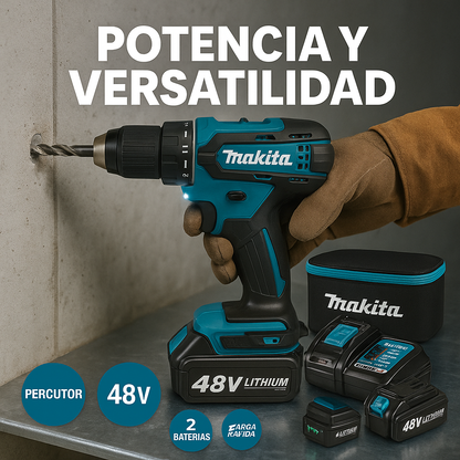 TALADRO INALÁMBRICO con PERCUTOR + 26 ACCESORIOS + 2 BATERIAS